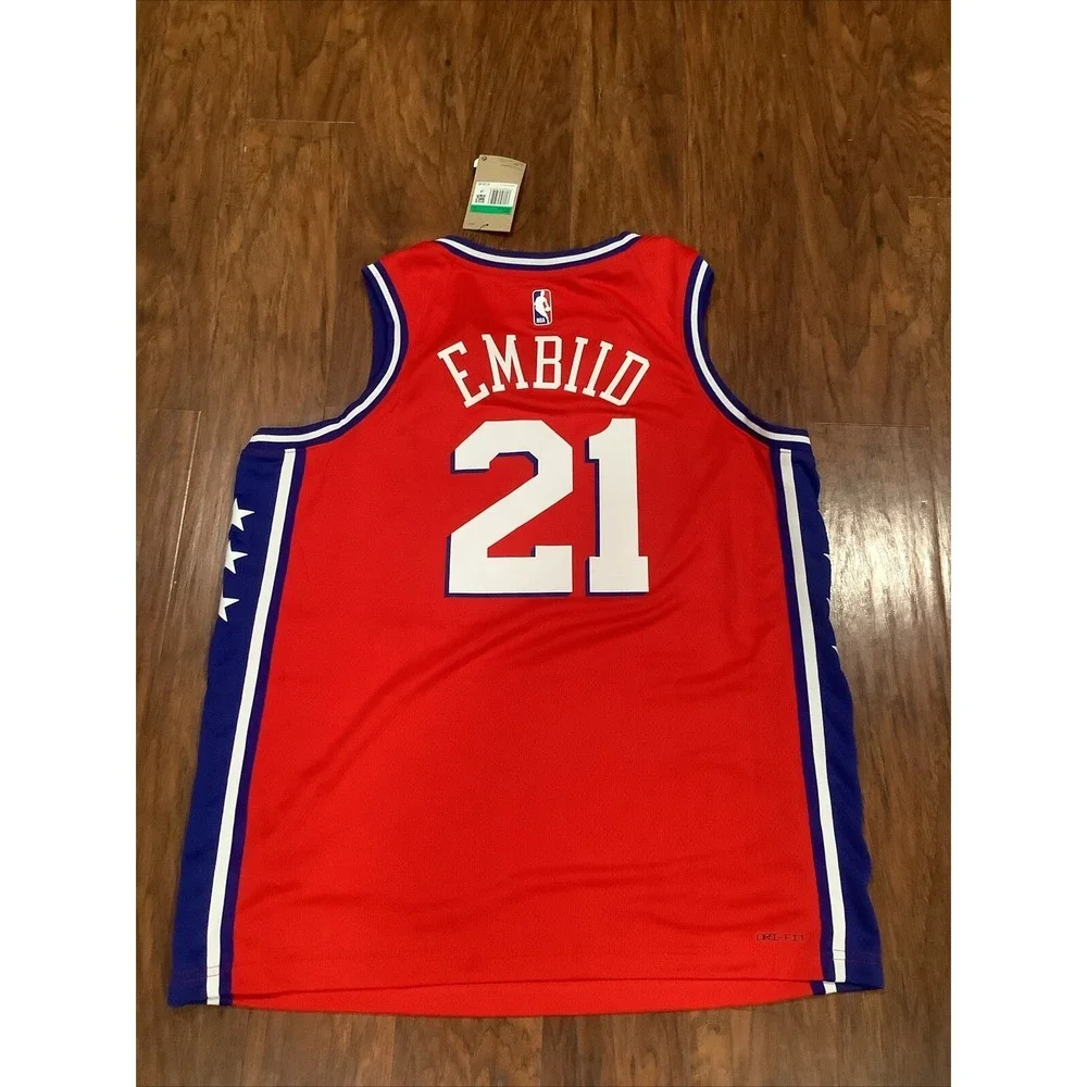 NBA Jordan Brand Philadelphia 76ers Joel Embiid Statement Red Jersey Size 52